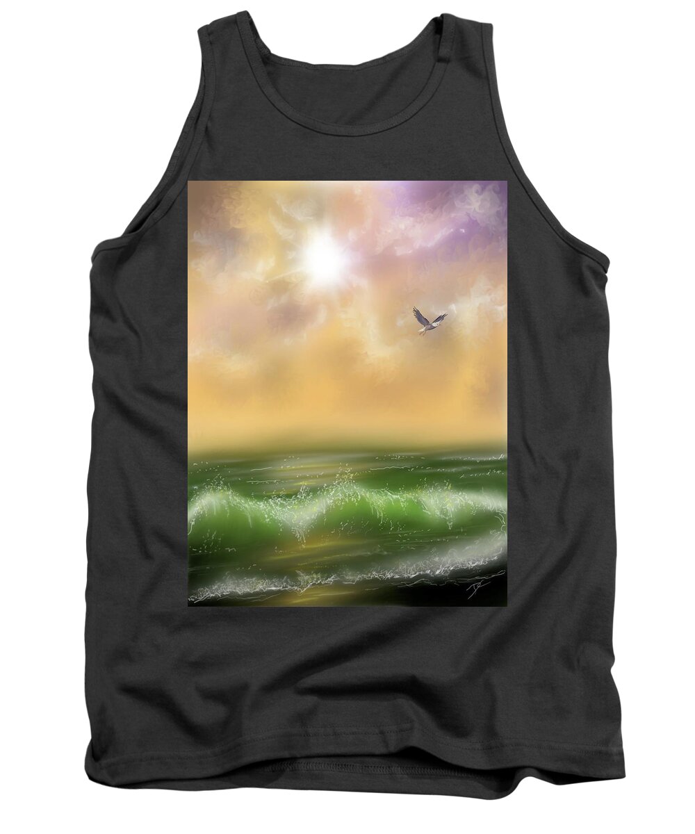 Lonely Tank Top featuring the digital art The lone bird by Darren Cannell