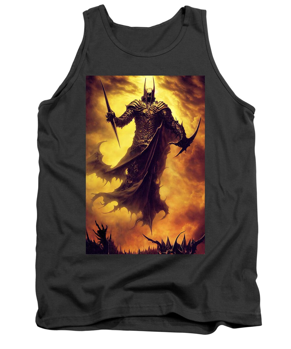 Fantasy Tank Top featuring the painting The Lord of Darkness, 05 by AM FineArtPrints