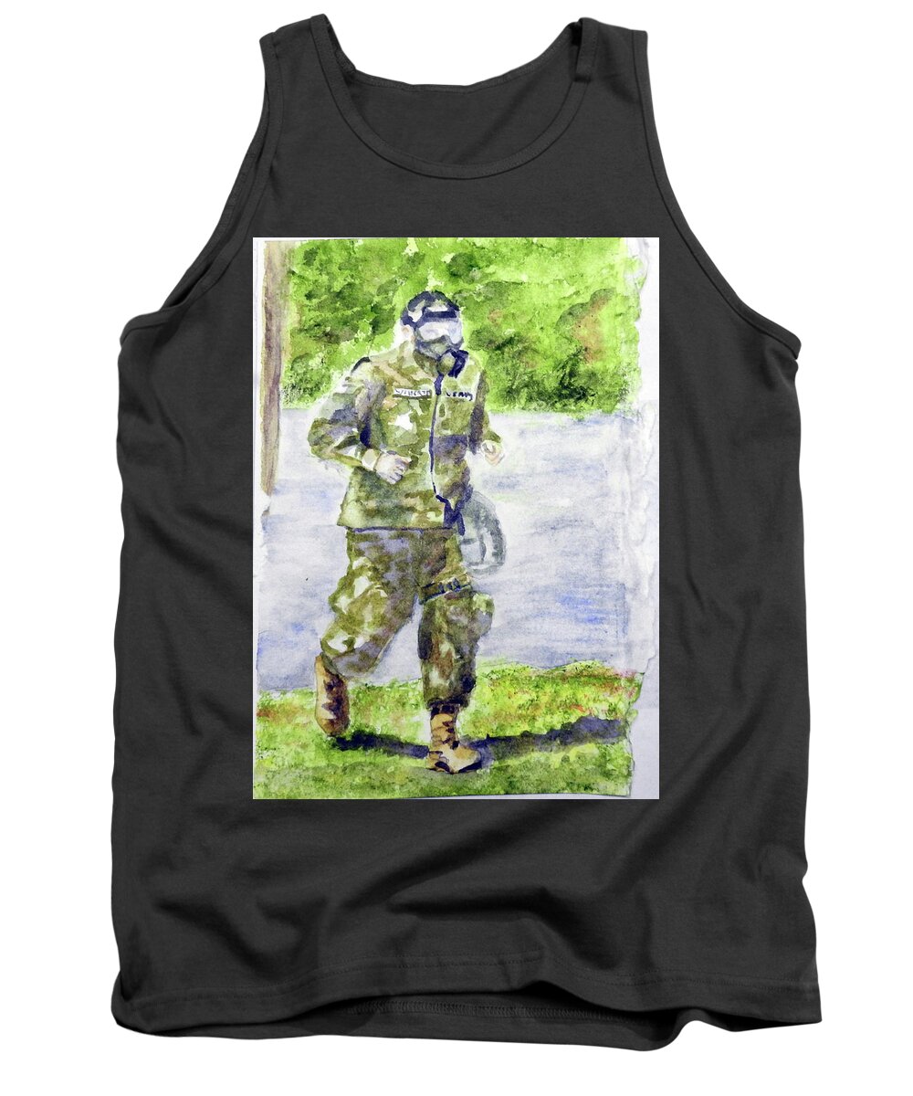 Basic Tank Top featuring the painting The Mask by Barbara F Johnson