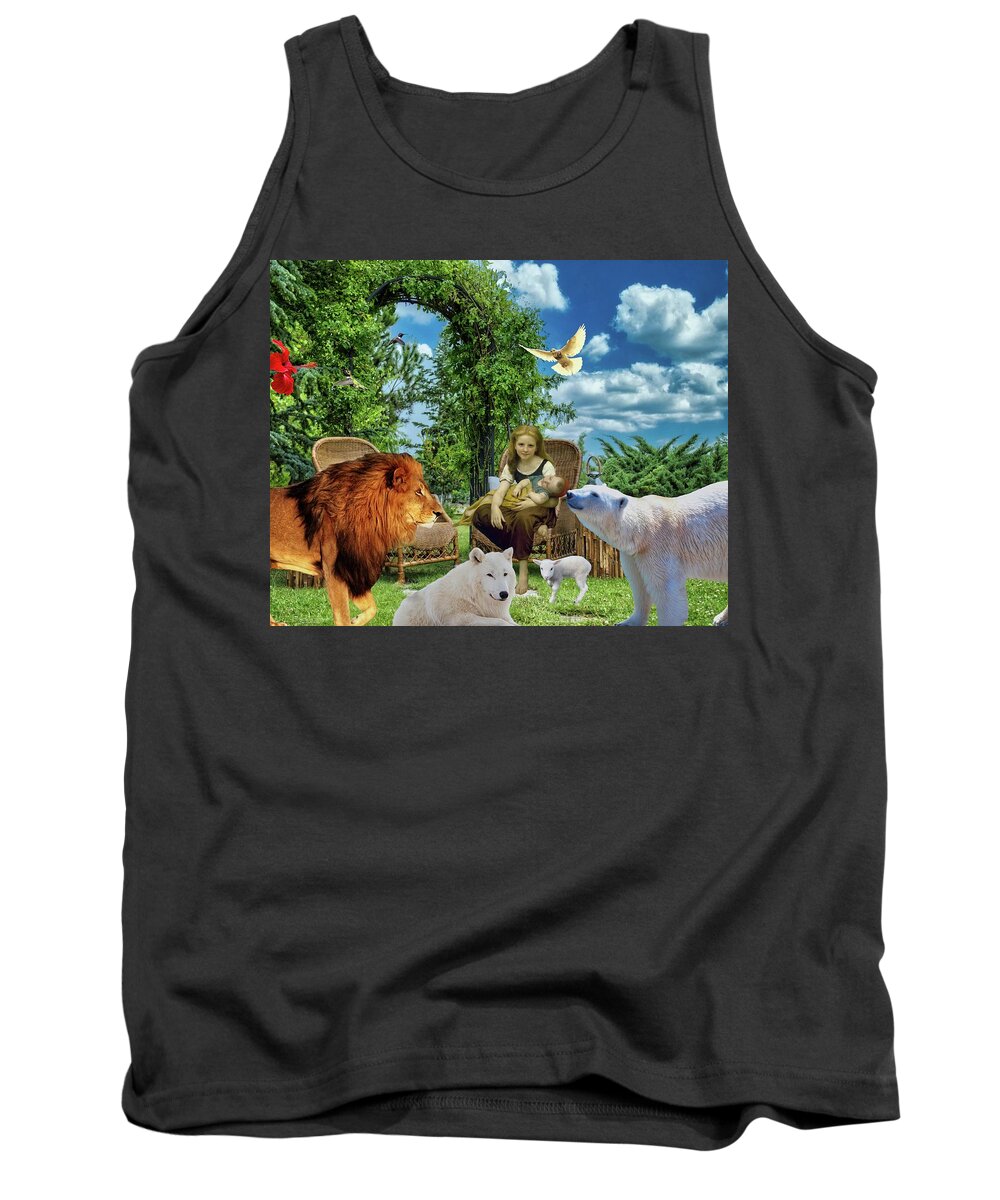 Lion Tank Top featuring the digital art The Millennium by Norman Brule