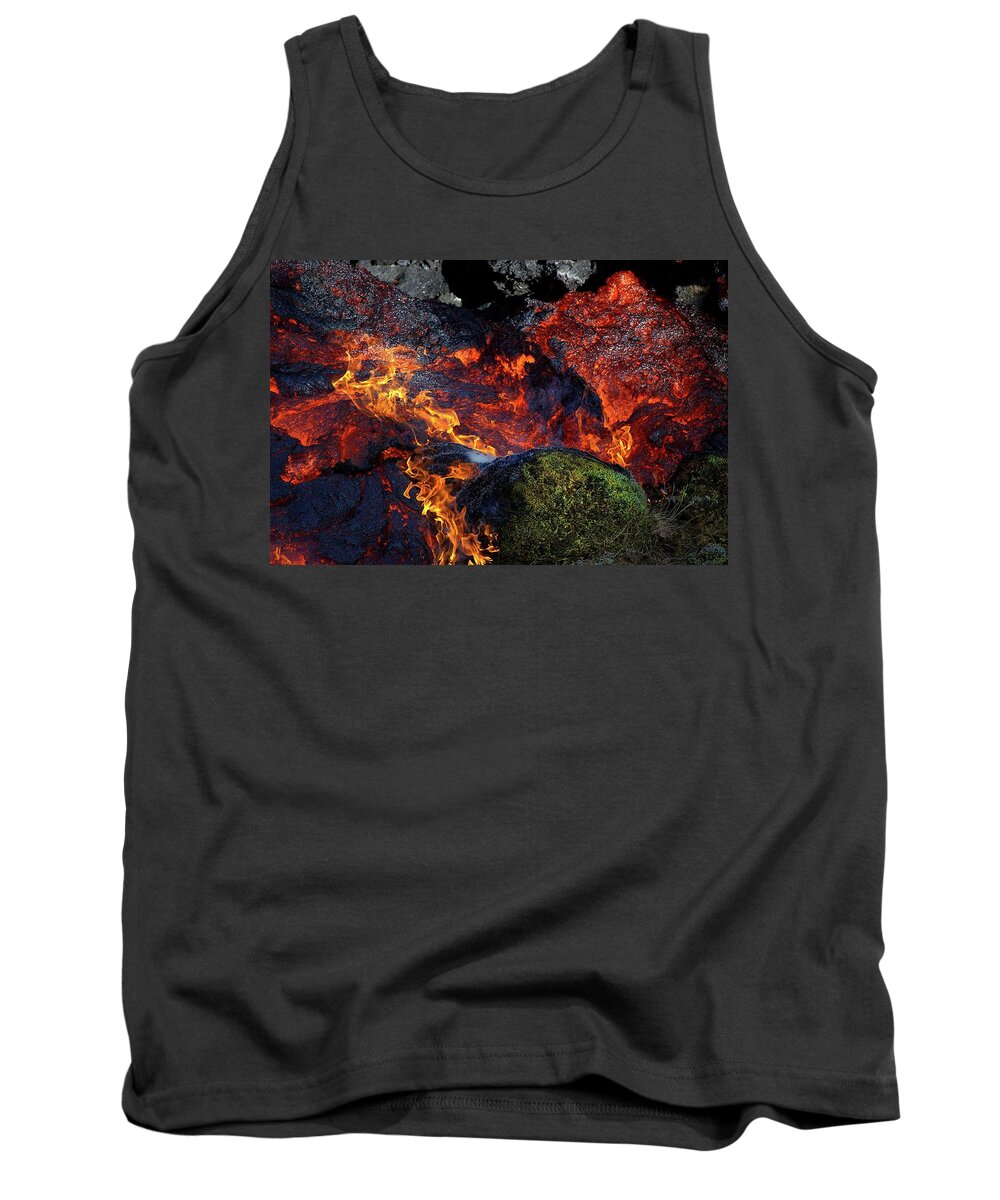 Volcano Tank Top featuring the photograph The moss and the flame by Christopher Mathews