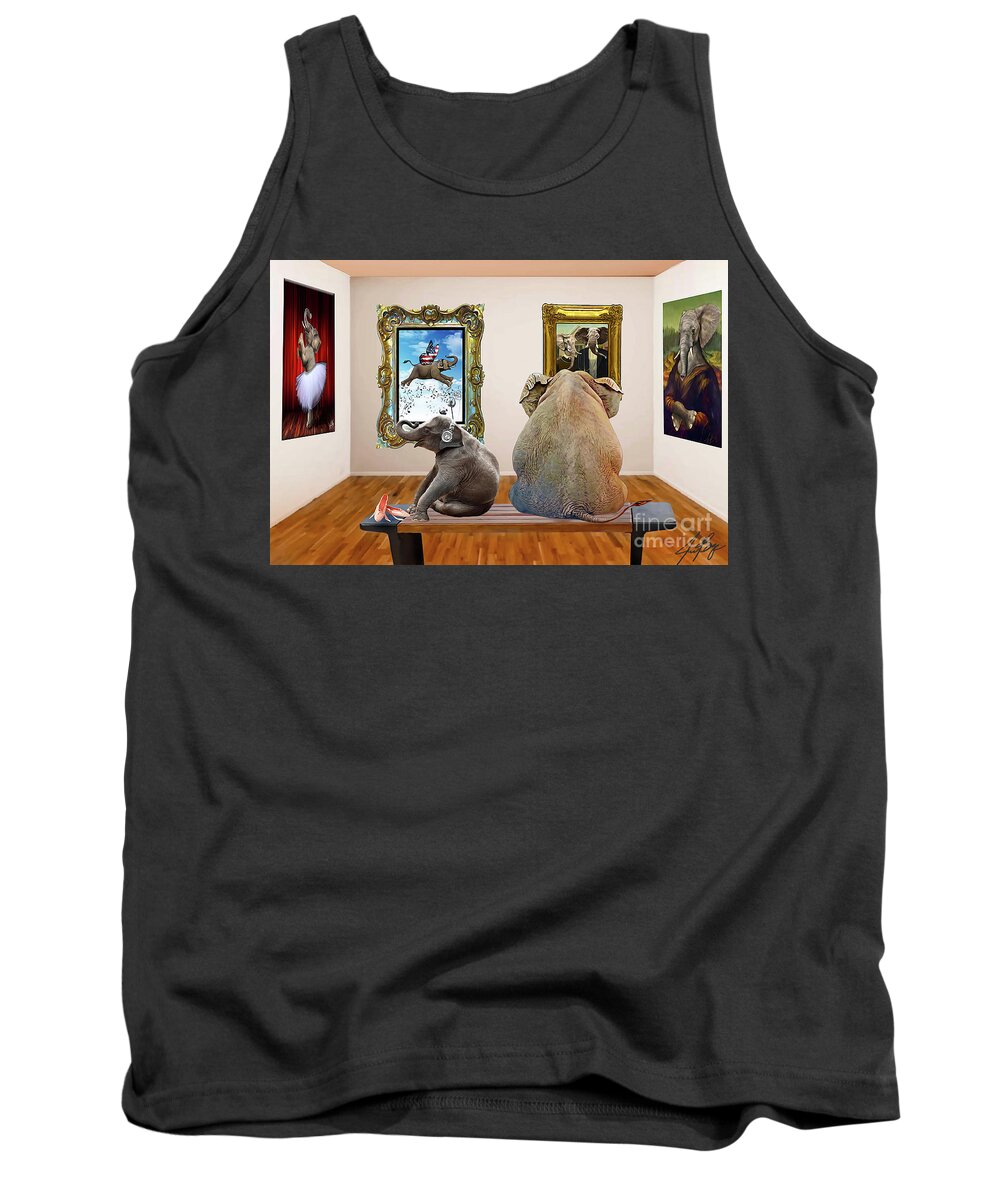 Jen Page Tank Top featuring the digital art The Museum by Jennifer Page