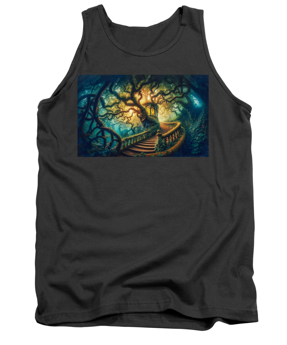 Mystical Tank Top featuring the photograph The Mysterious Staircase by Bill Cannon