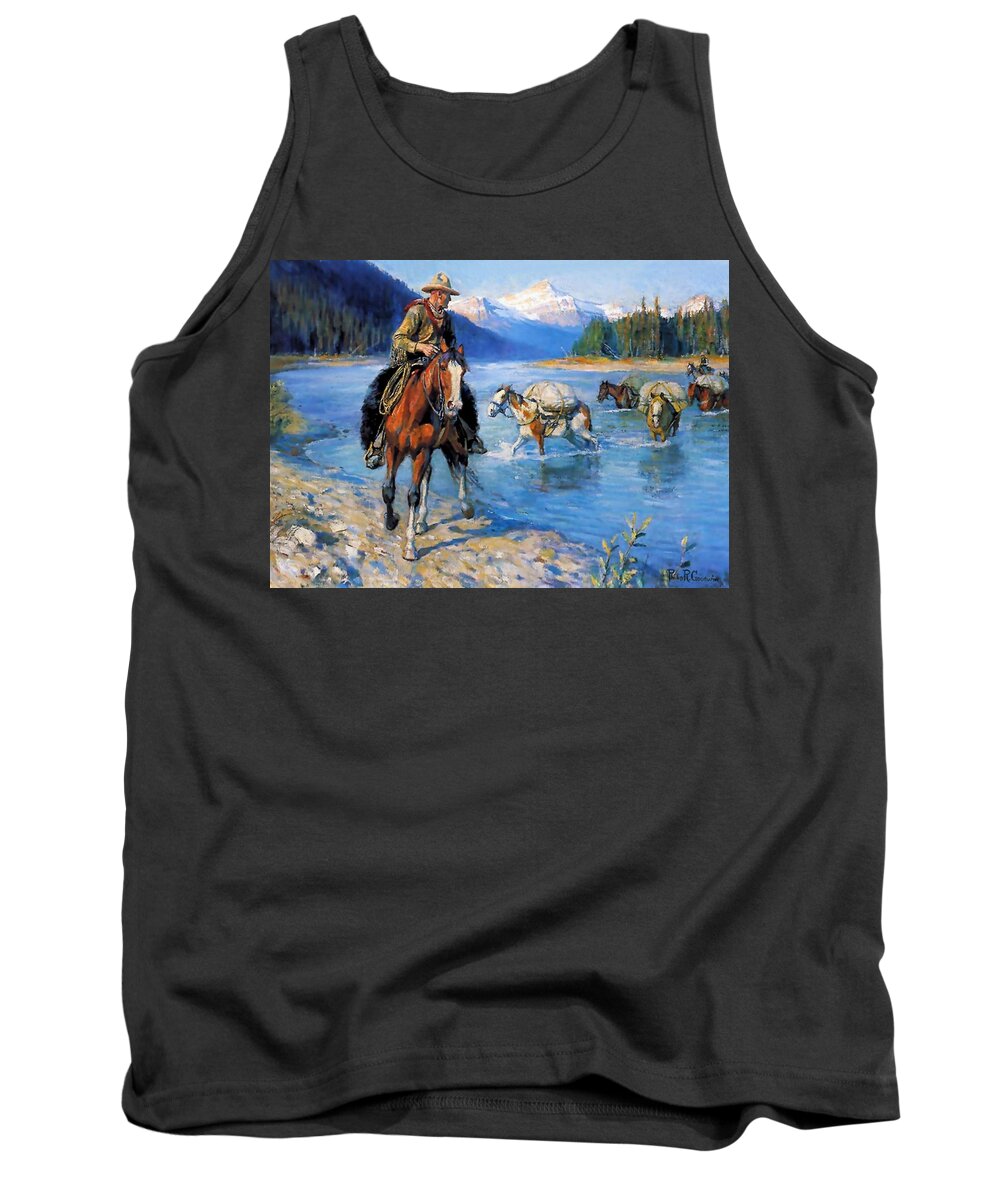 “philip R Goodwin” Tank Top featuring the digital art The Pack Train Western Art by Patricia Keith