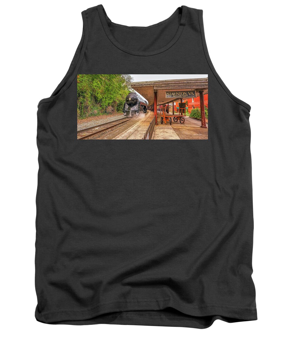 Norfolk And Western Tank Top featuring the photograph The Queen of Steam Arrives in Staunton by Dale R Carlson