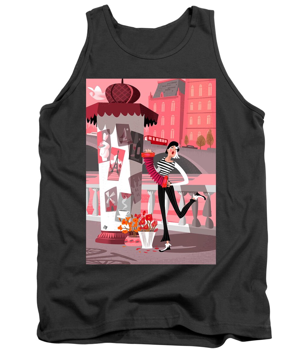 Concertina Tank Top featuring the digital art The Red Concertina by Alan Bodner