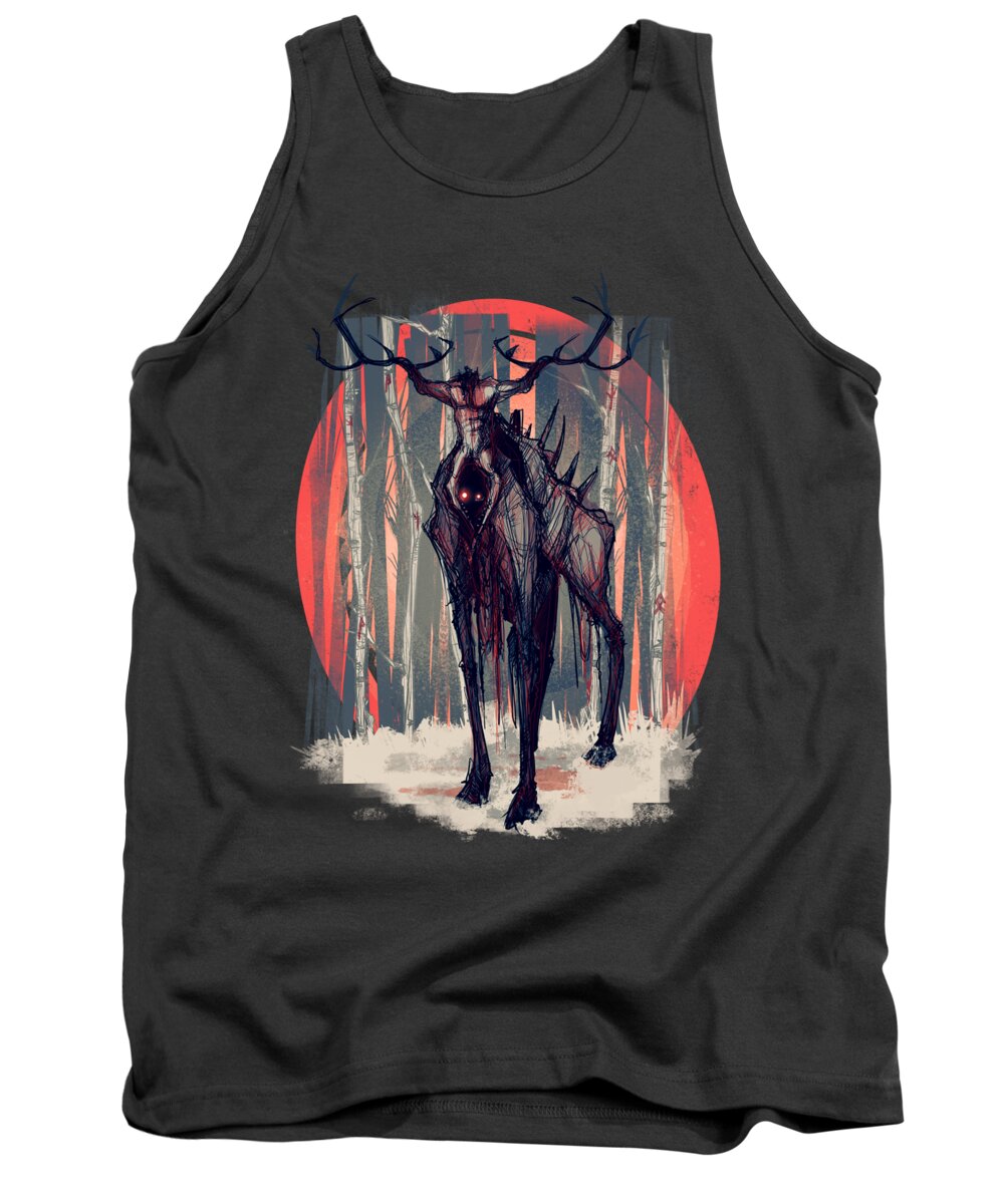 Monster Tank Top featuring the drawing The Ritual by Ludwig Van Bacon