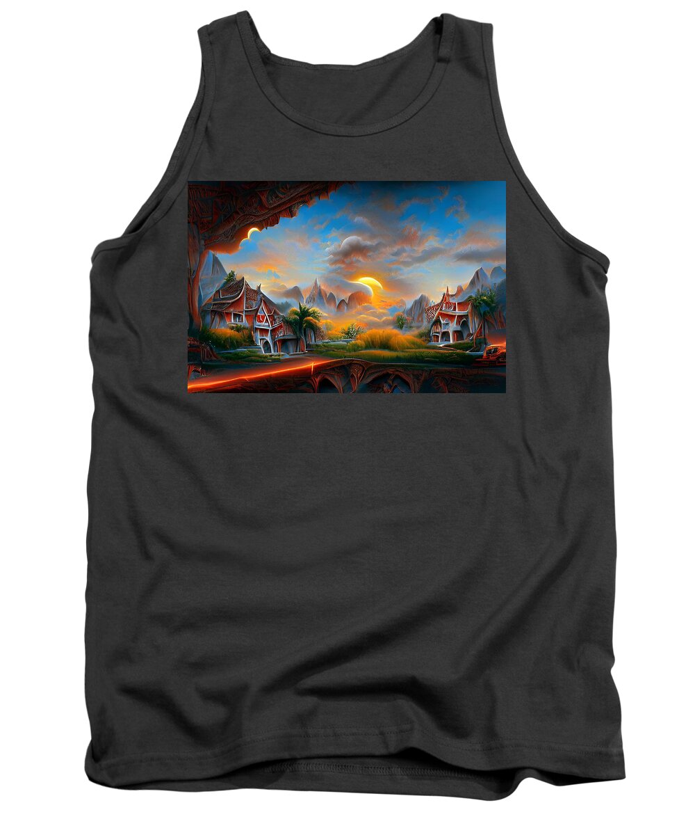 Digital Tank Top featuring the digital art The Sun Says Goodnight by Beverly Read