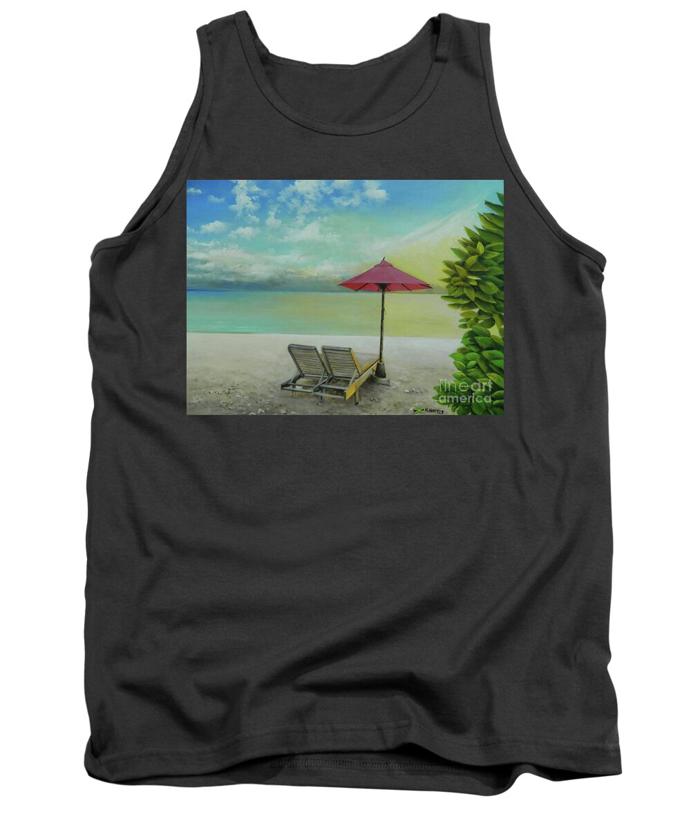 Jamaica Landscape Tank Top featuring the painting The View by Kenneth Harris