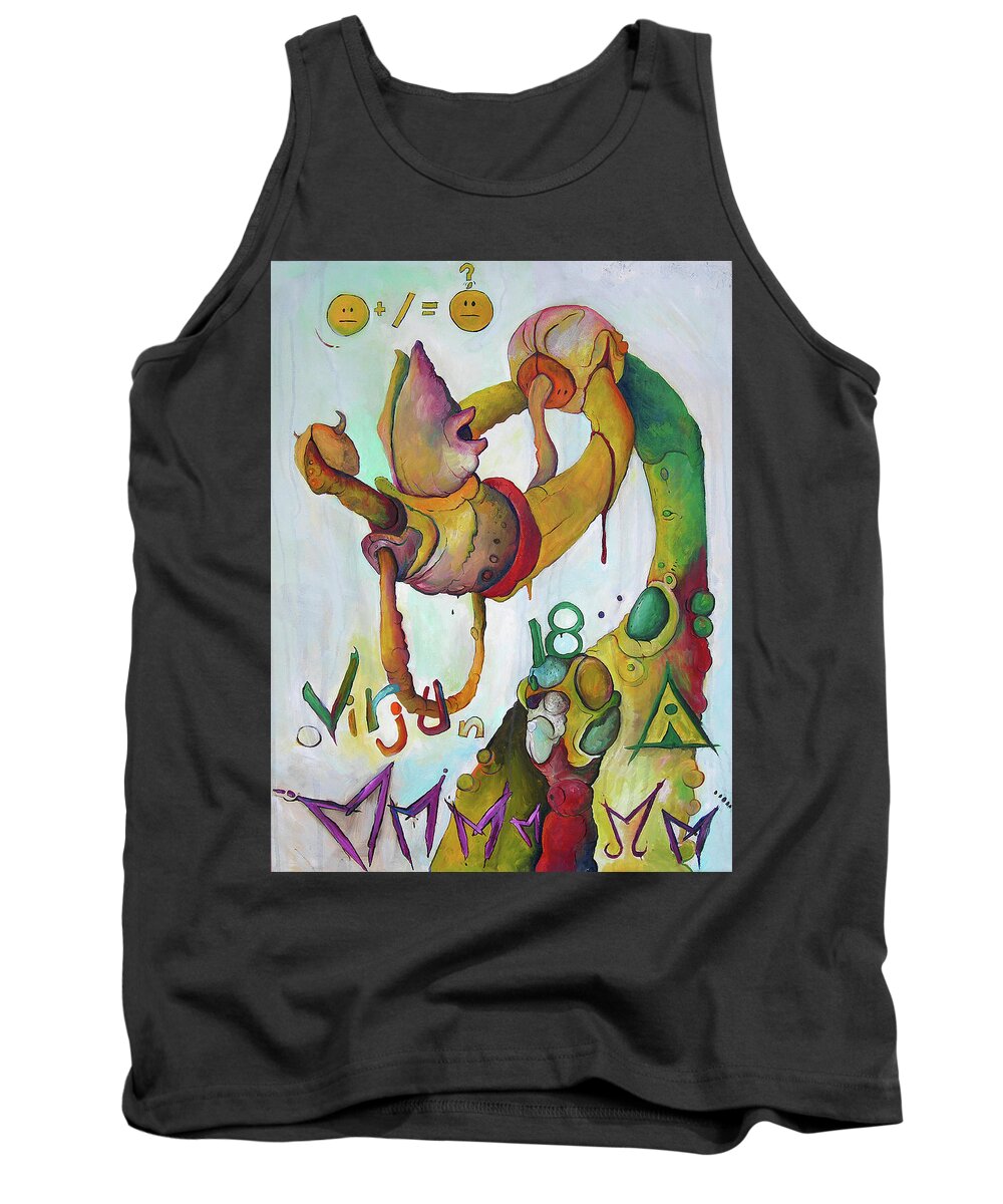 Abstract Tank Top featuring the painting The Virgin Whale by Yom Tov Blumenthal