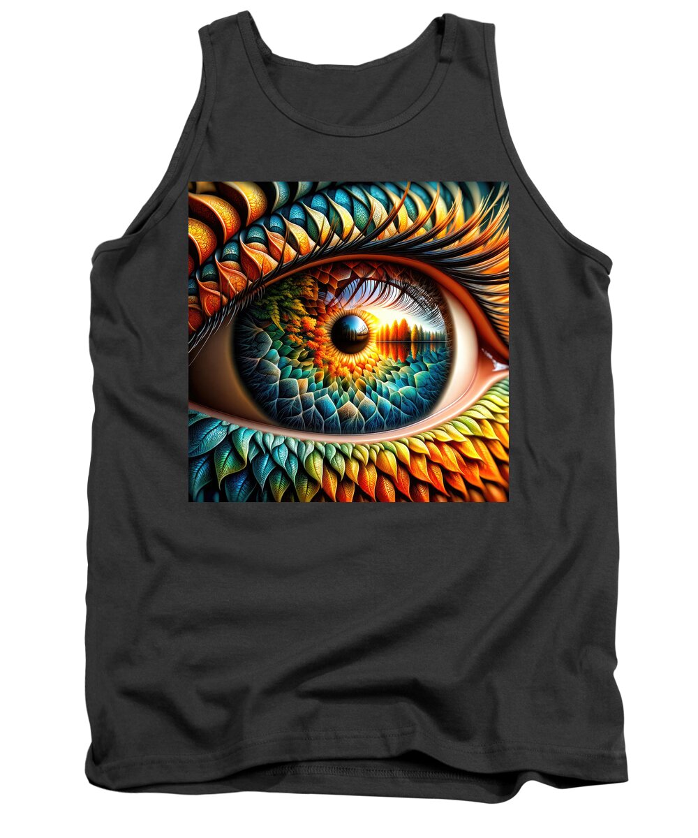Surreal Eye Tank Top featuring the digital art The Watchers' Whispers by Bill And Linda Tiepelman
