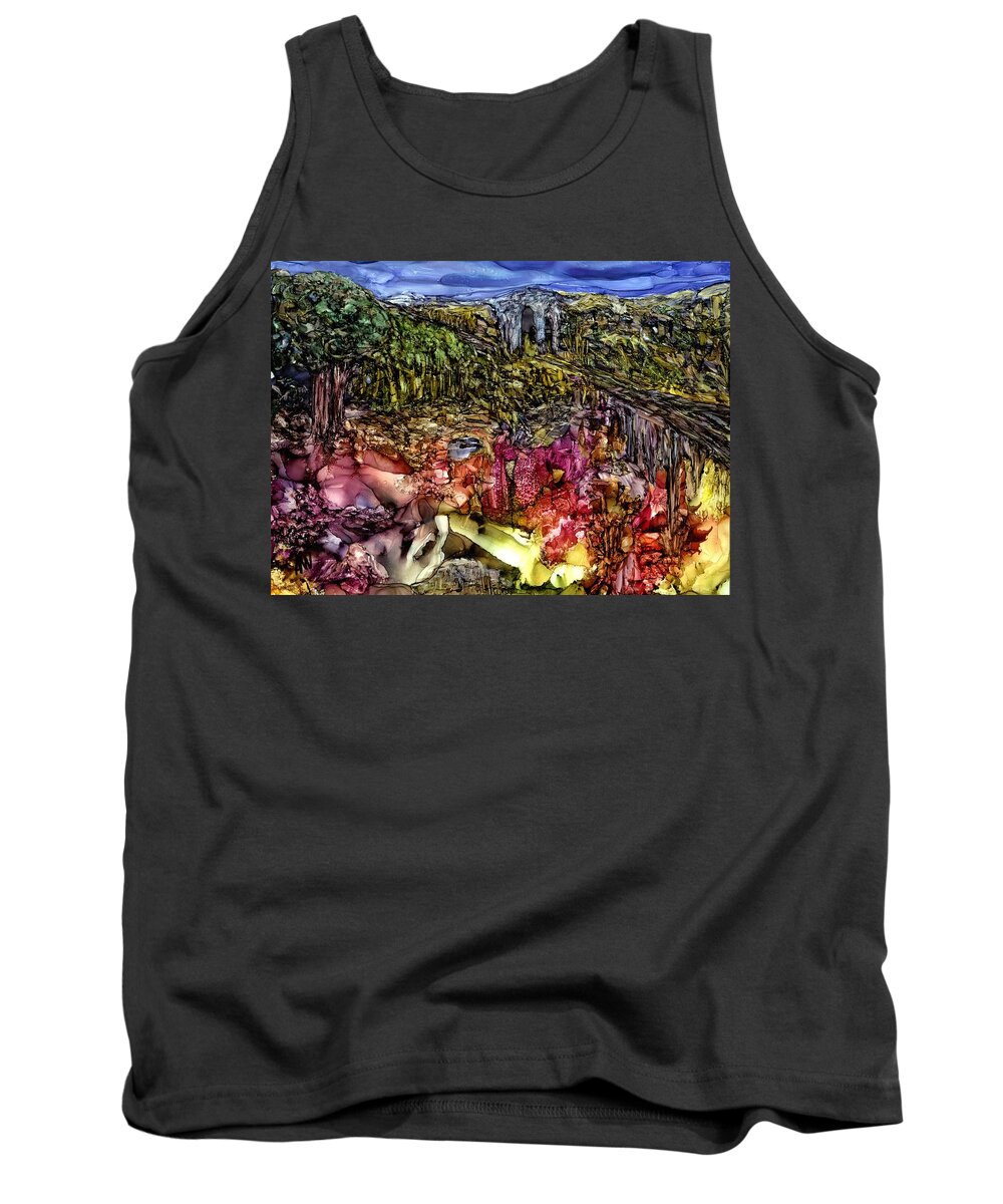 Alcohol Ink Tank Top featuring the painting There's Magic in the Landscape by Angela Marinari