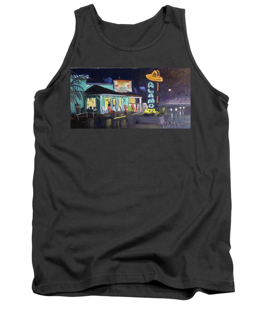 Neon Tank Top featuring the painting Theres No Basement at the Alamo by Maggii Sarfaty