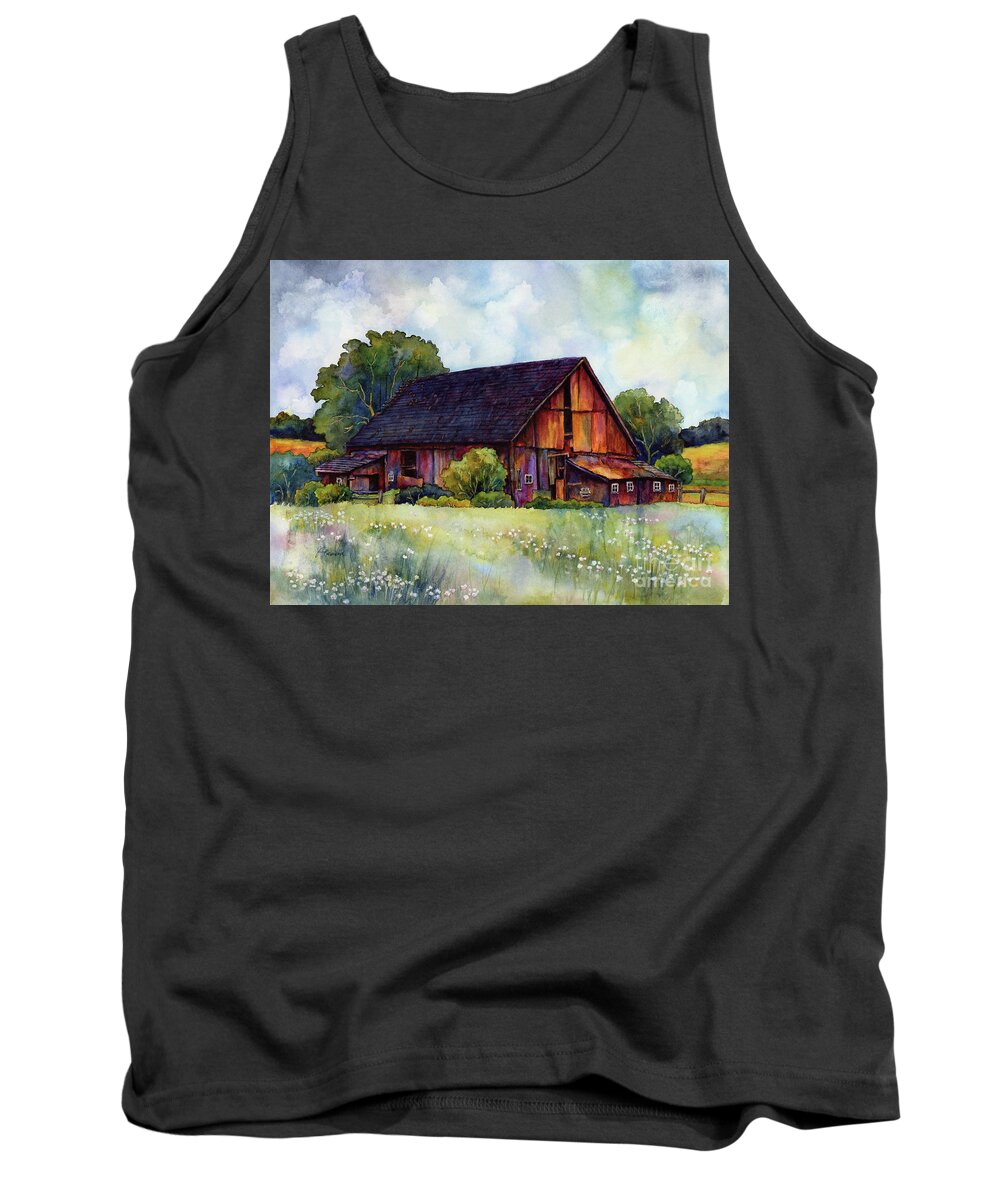 Barn Tank Top featuring the painting This Old Barn by Hailey E Herrera