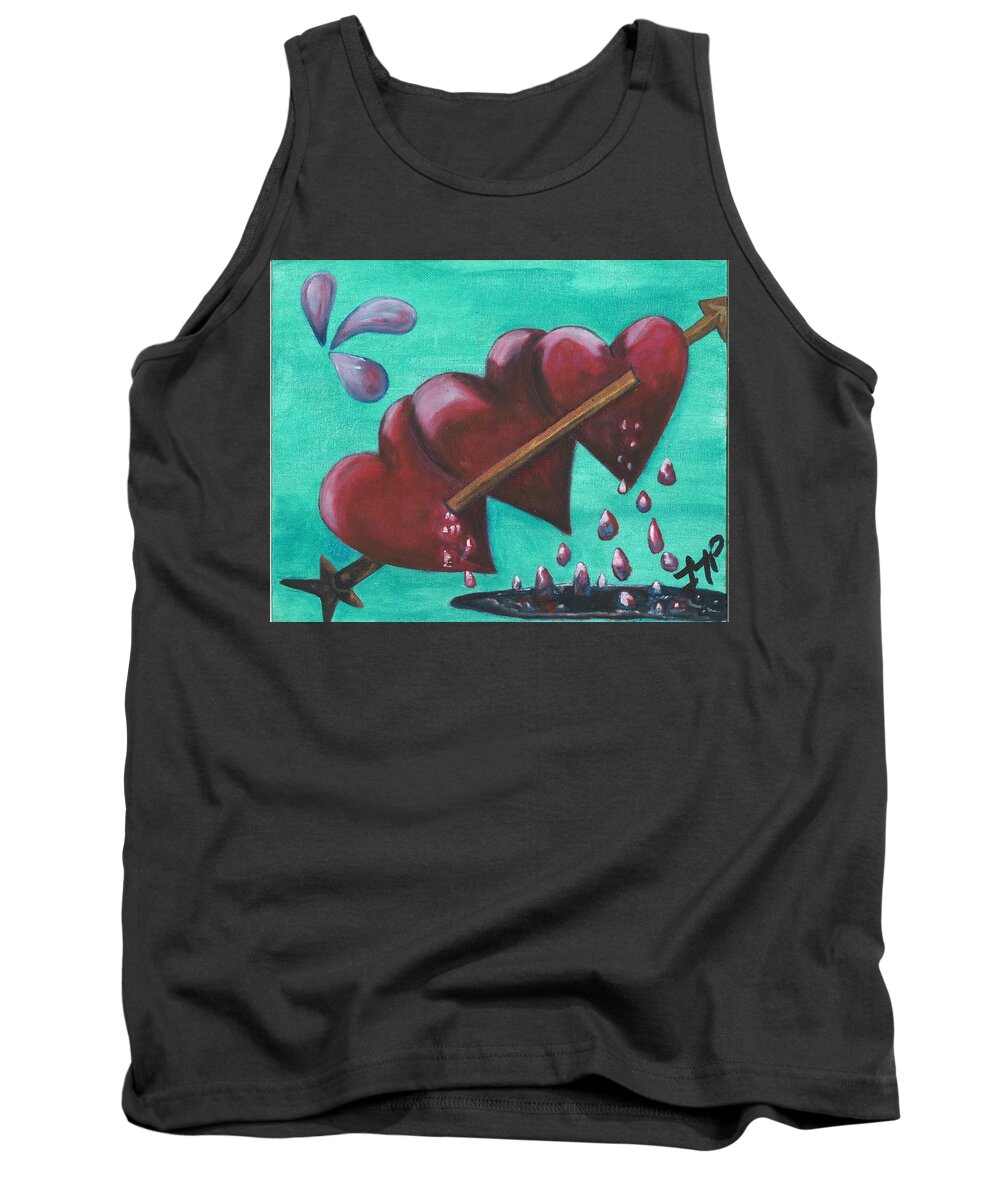 Love Tank Top featuring the painting Three Of Hearts by Esoteric Gardens KN