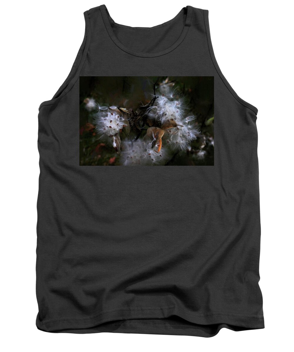 Milkweed Tank Top featuring the photograph Three Tufts of Next Spring by Wayne King