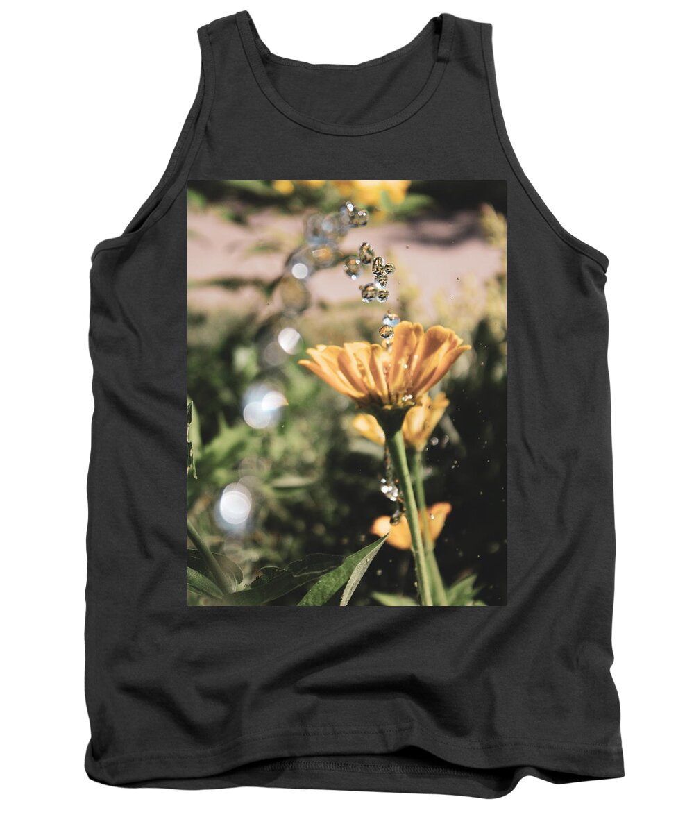Zinnia Elegans Tank Top featuring the photograph Three Zinnias, With Water Drops by W Craig Photography