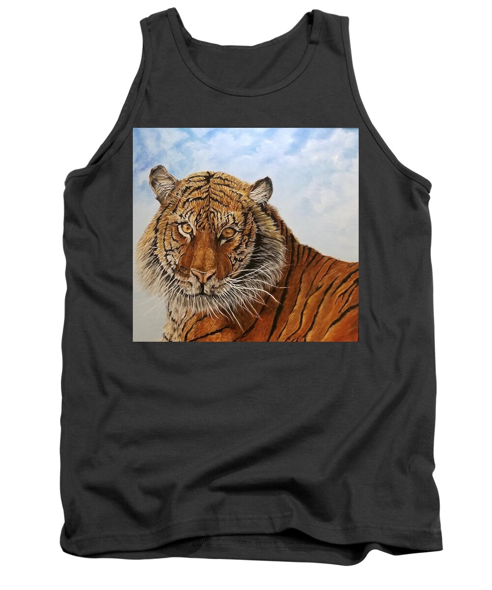 Tiger Tank Top featuring the painting Power by Bradley Page