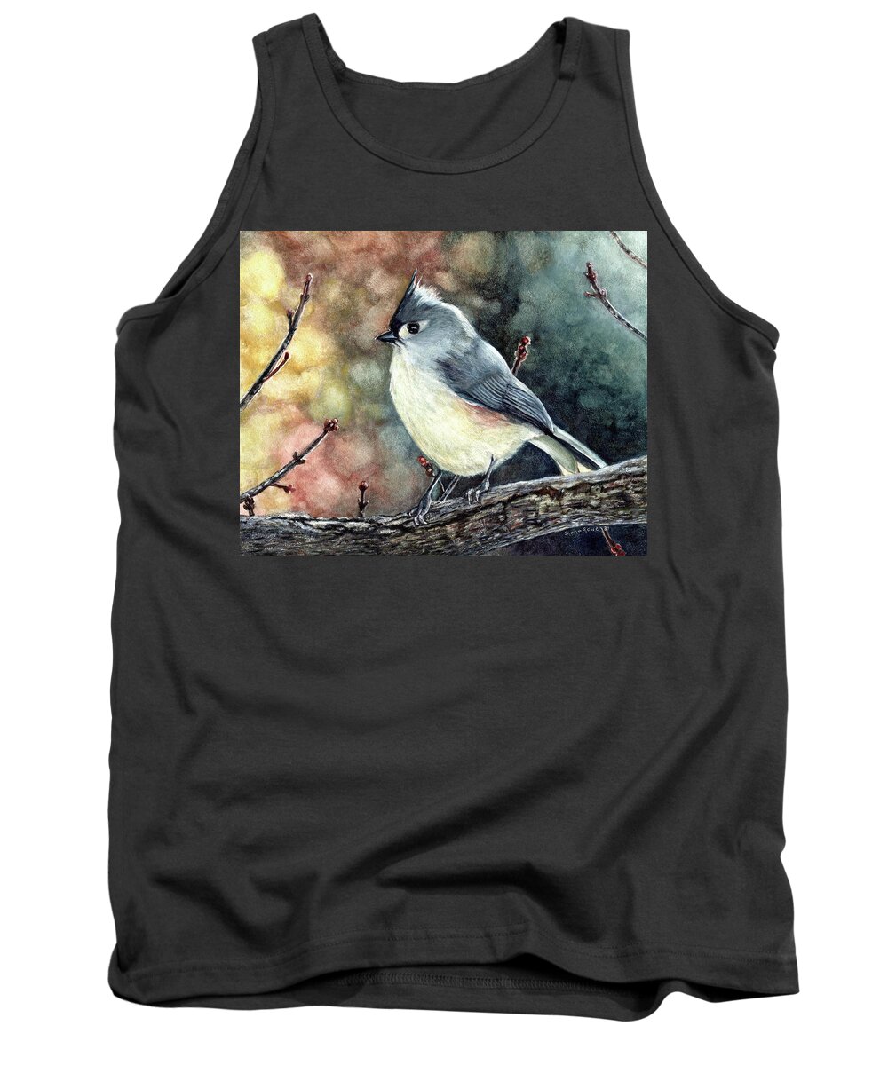 Tufted Titmouse Tank Top featuring the painting Tippi the Tufted Titmouse by Shana Rowe Jackson