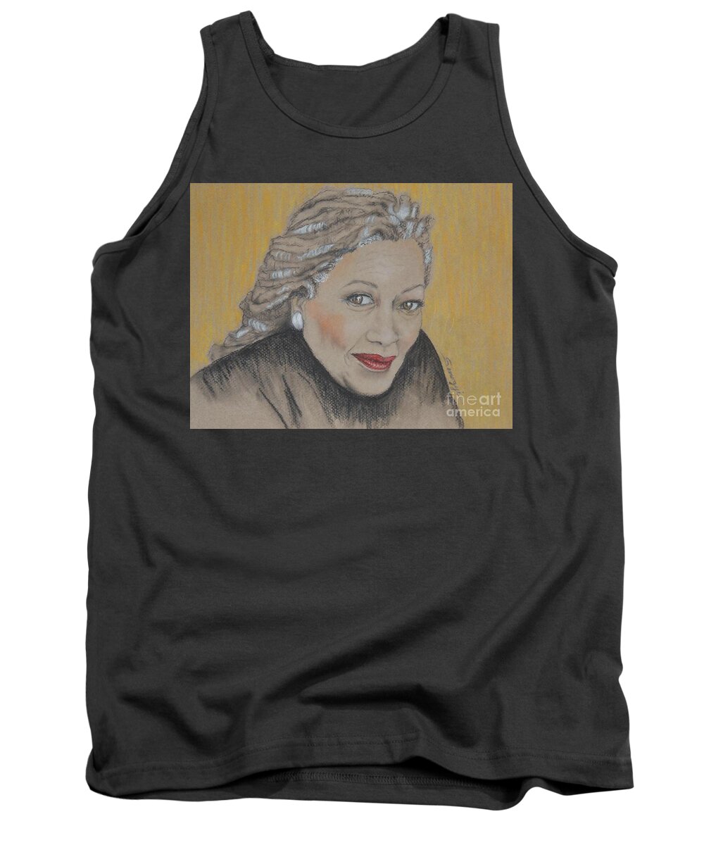 Toni Morrison Tank Top featuring the drawing Toni Morrison by Jayne Somogy