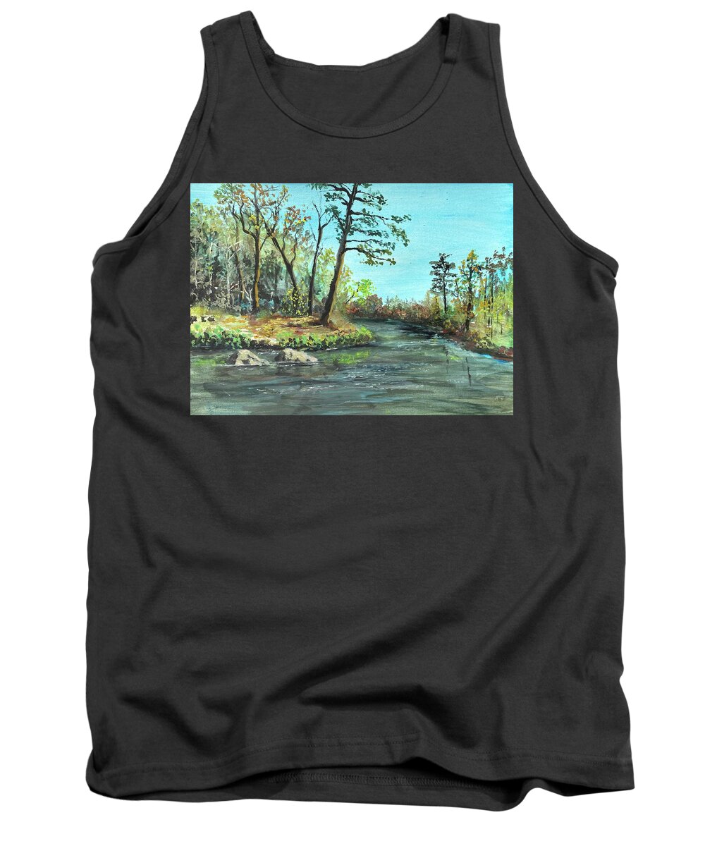 Towaliga River Tank Top featuring the painting Towaliga River by Larry Whitler