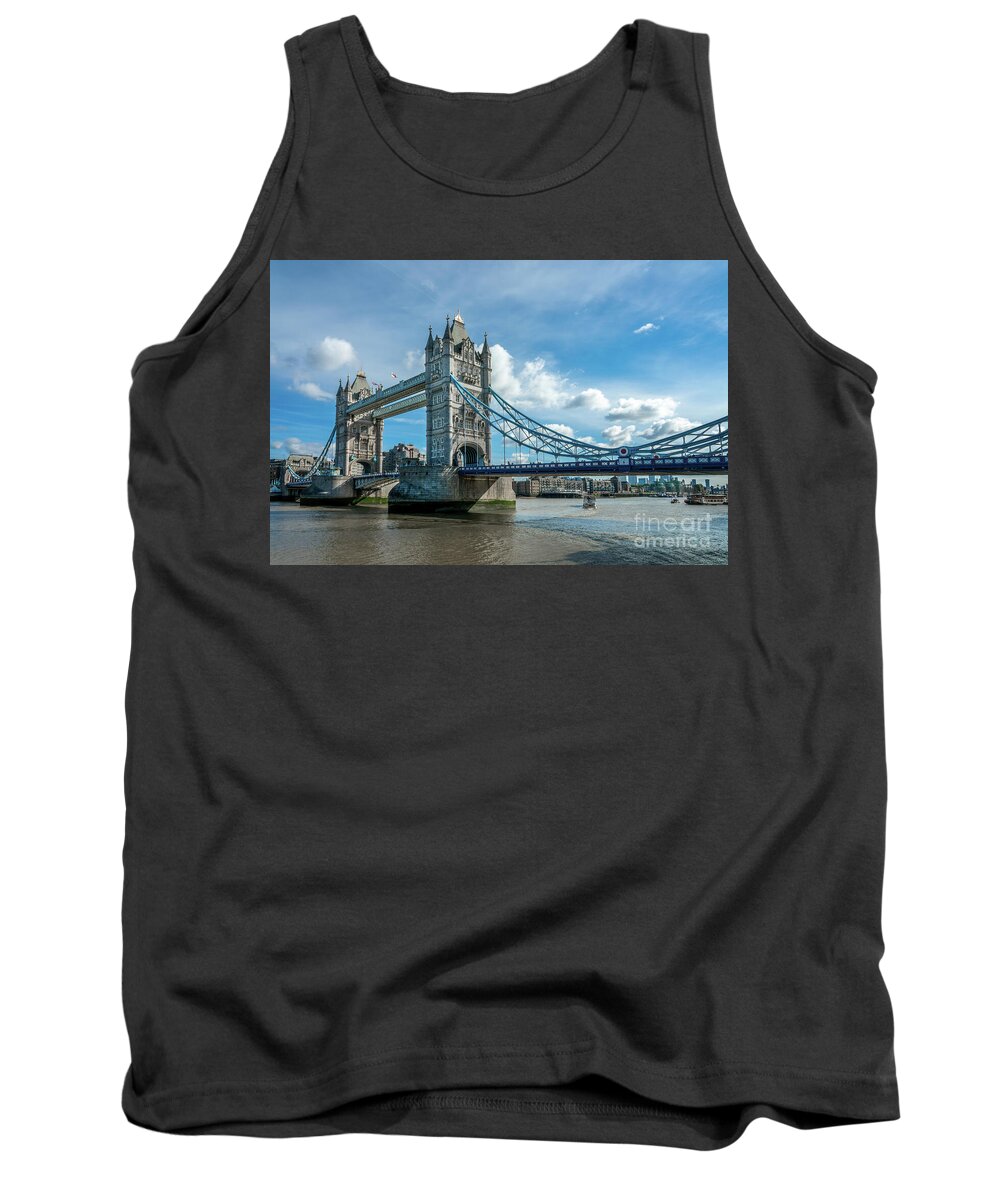 London Tank Top featuring the photograph Tower bridge, sunny day in London by Delphimages London Photography