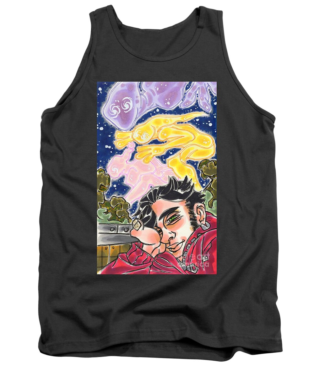 Shannon Hedges Tank Top featuring the drawing Travel Companions by Shannon Hedges