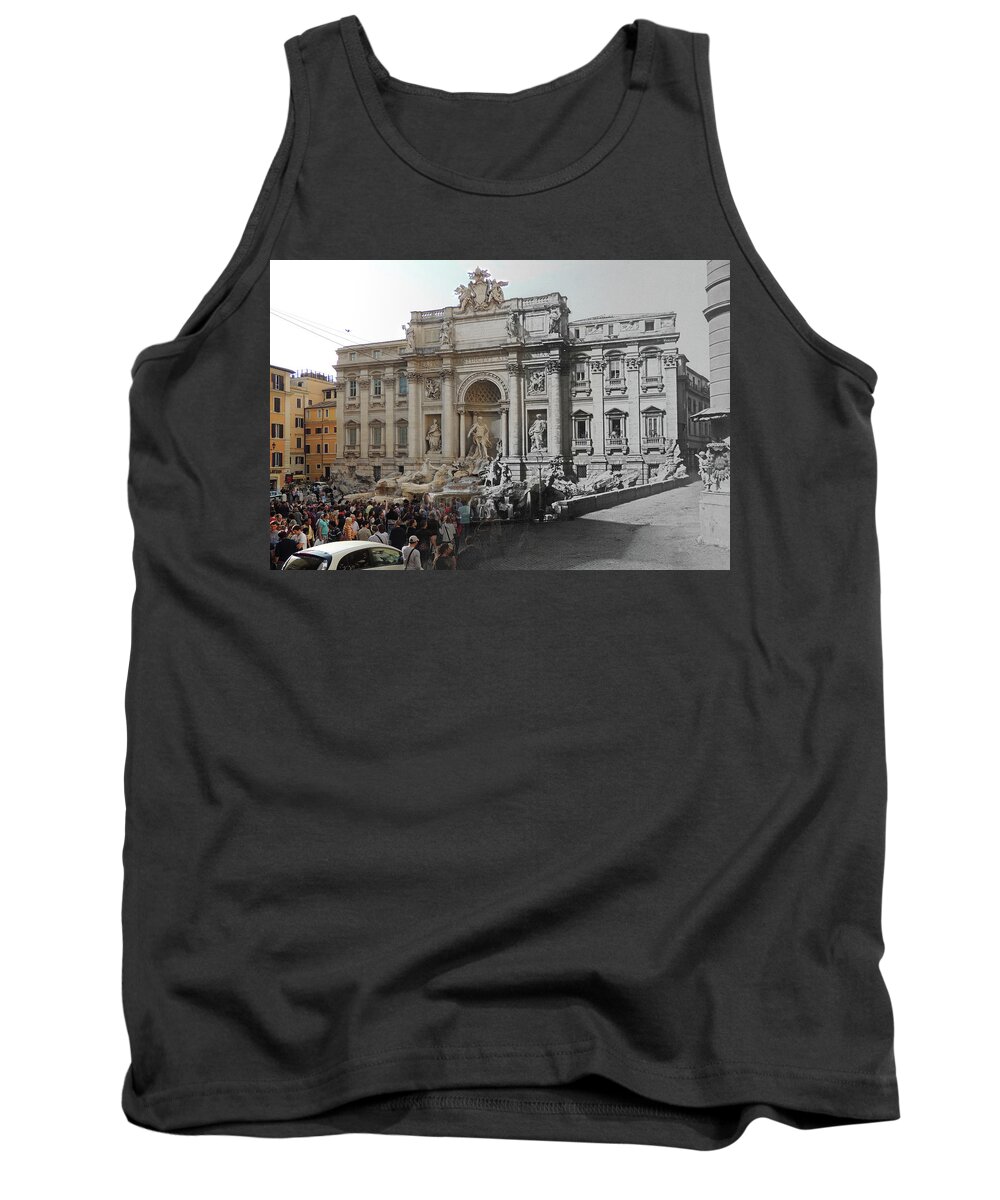 Trevi Fountain Tank Top featuring the photograph Trevi Fountain, Old and New by Eric Nagy