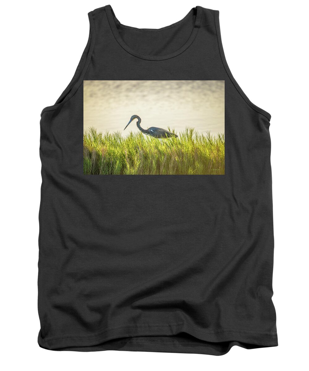 Tricolored Tank Top featuring the photograph Tricolored and Saltgrass by Christopher Rice