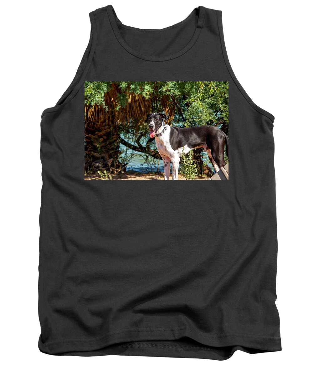 Dog Tank Top featuring the photograph Tucker - Paintography by Anthony Jones