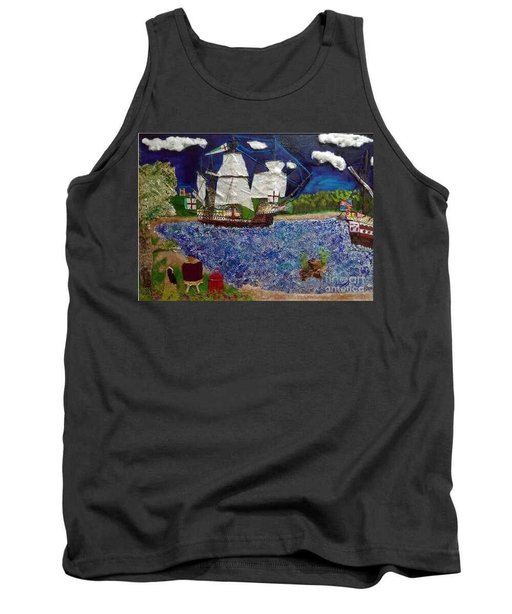Ship Tank Top featuring the mixed media Tudor Rose by David Westwood