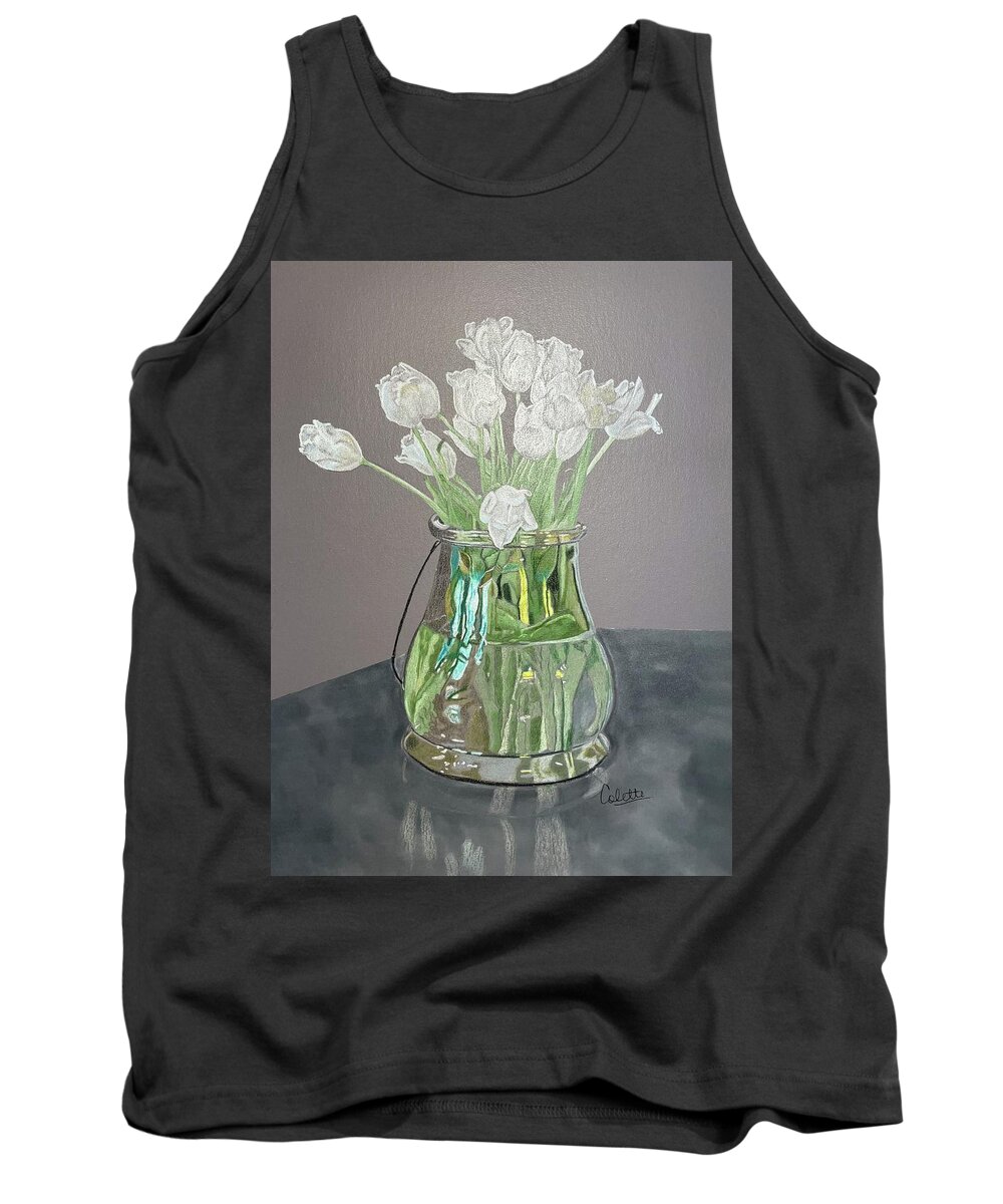 Tulips Tank Top featuring the drawing Tulips by Colette Lee