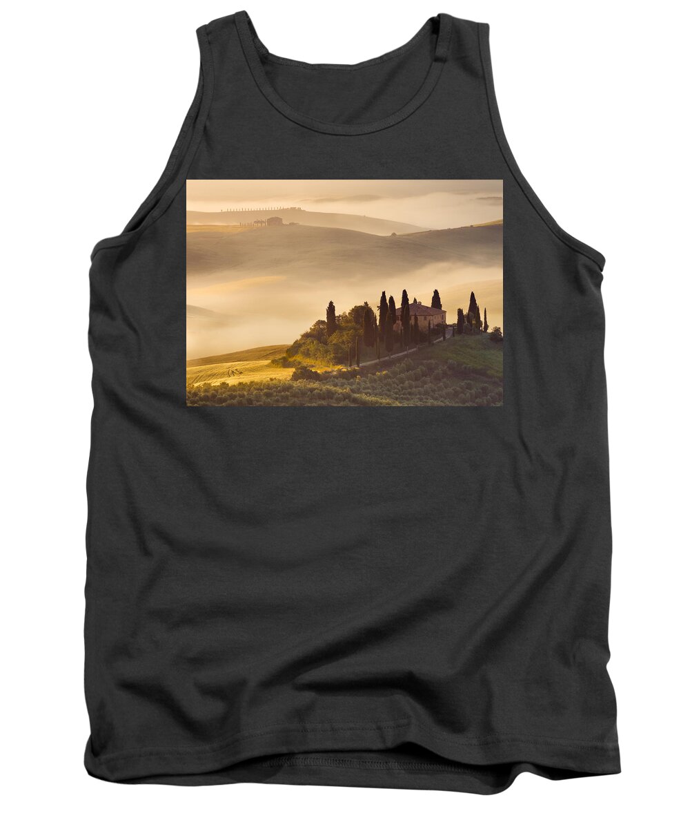 Tuscany Tank Top featuring the photograph Tuscan Morning by Peter Boehringer
