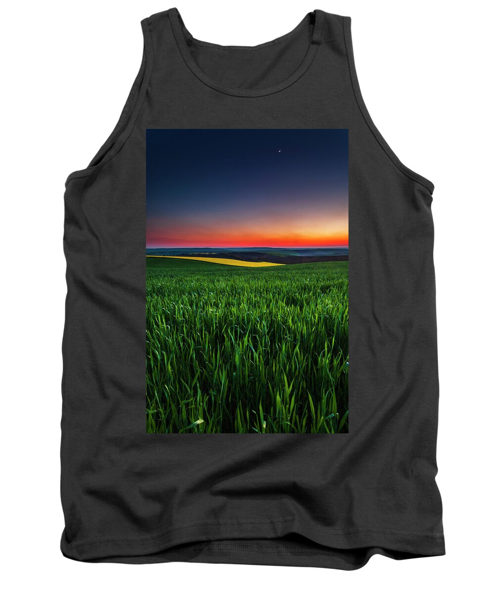 Dusk Tank Top featuring the photograph Twilight Fields by Evgeni Dinev