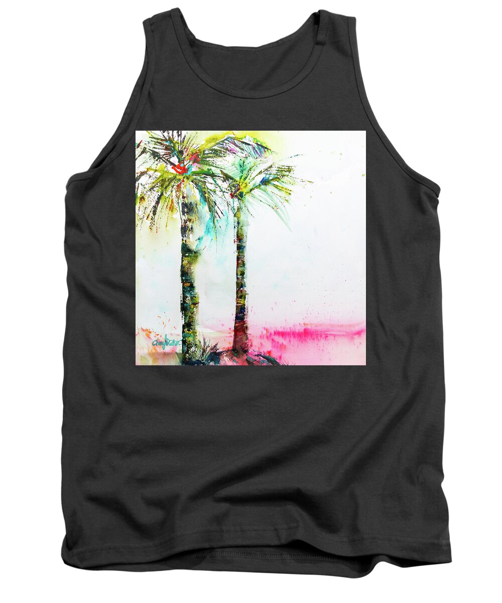 Beach Tank Top featuring the painting Two Palms by Cheryl Prather