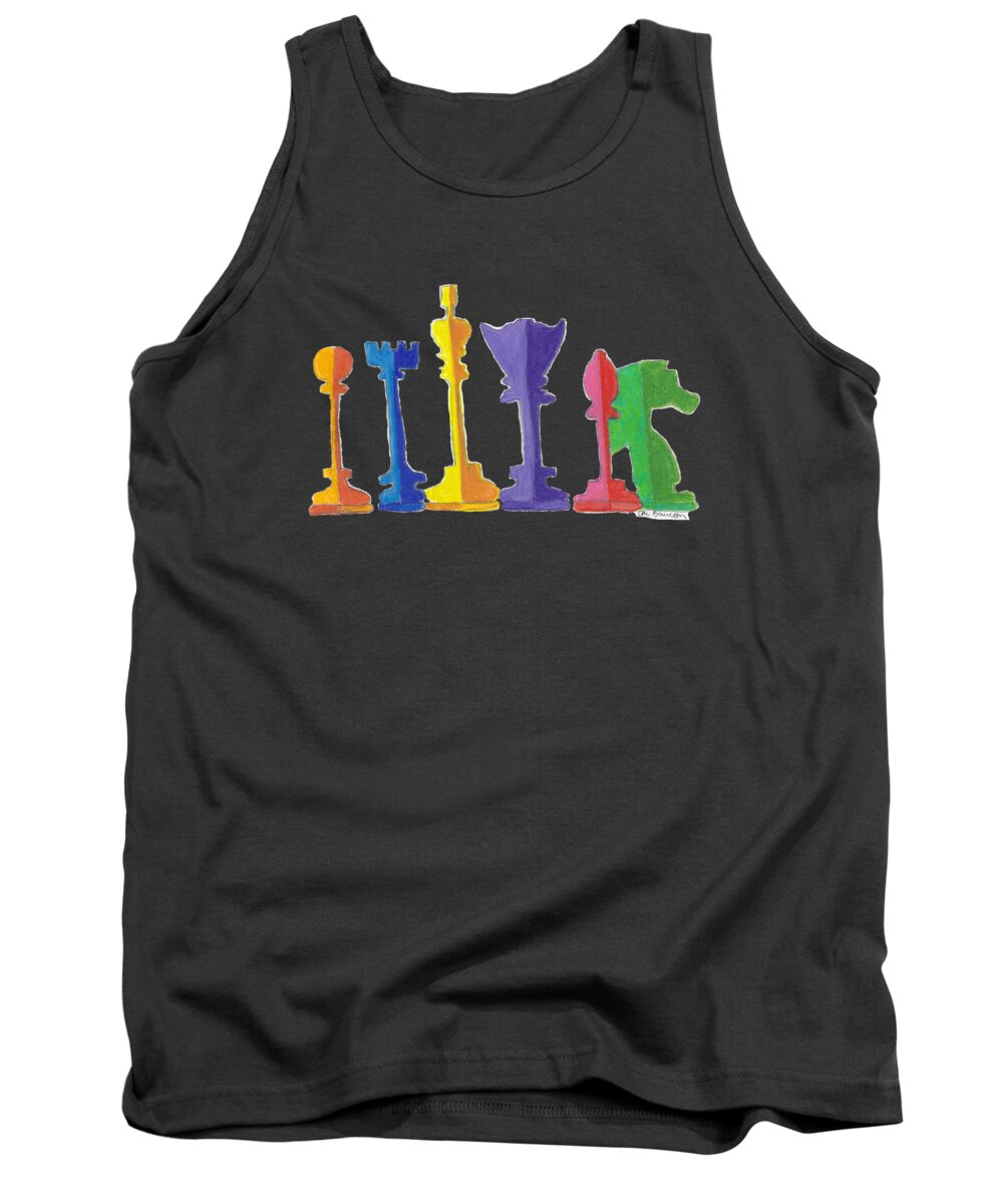 Chess Tank Top featuring the drawing U-Knighted Transparent Background by Ali Baucom
