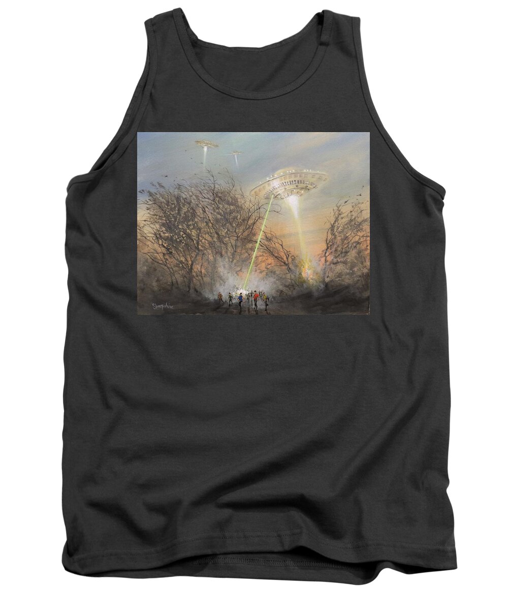 Ufo's Tank Top featuring the painting UFO Alien Invasion by Tom Shropshire