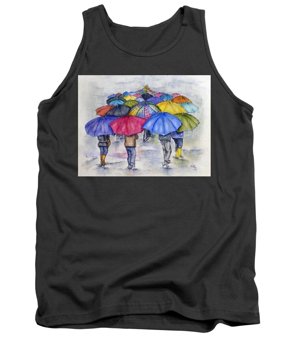Bedroom Tank Top featuring the painting Umbrella Infinity Walk by Kelly Mills