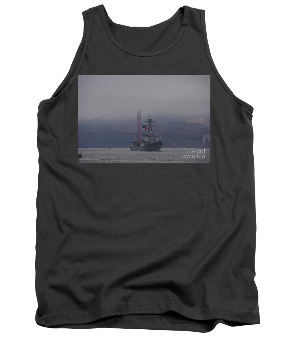 Us Navy Warship Vessel Ship Tank Top featuring the photograph USS Kidd DDG 100 in San Francisco by Tony Lee