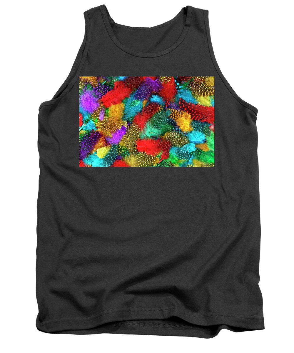 Feathers Tank Top featuring the photograph Various color feather background by Severija Kirilovaite