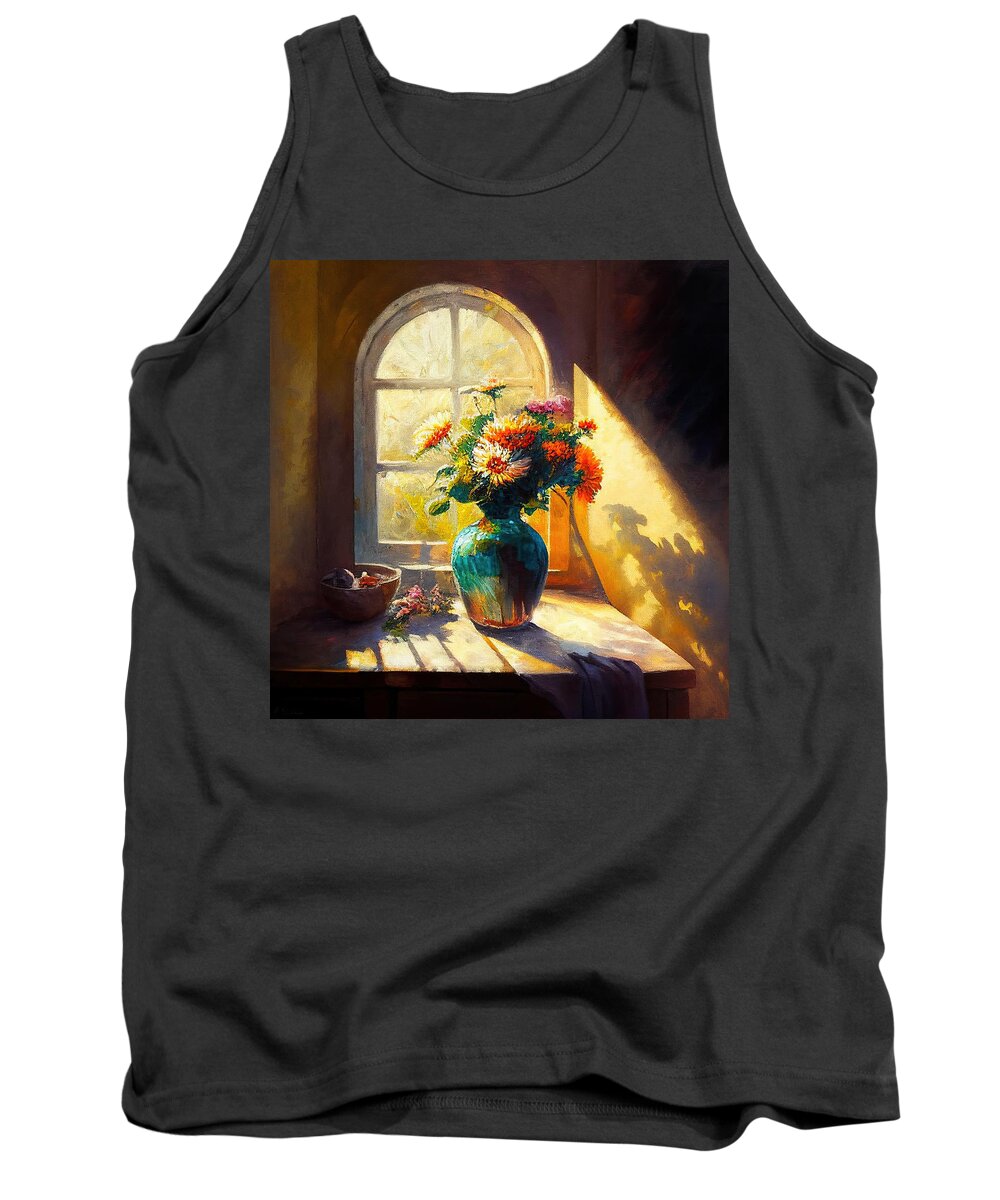 Vase Tank Top featuring the painting Vase of Flowers No.3 by My Head Cinema