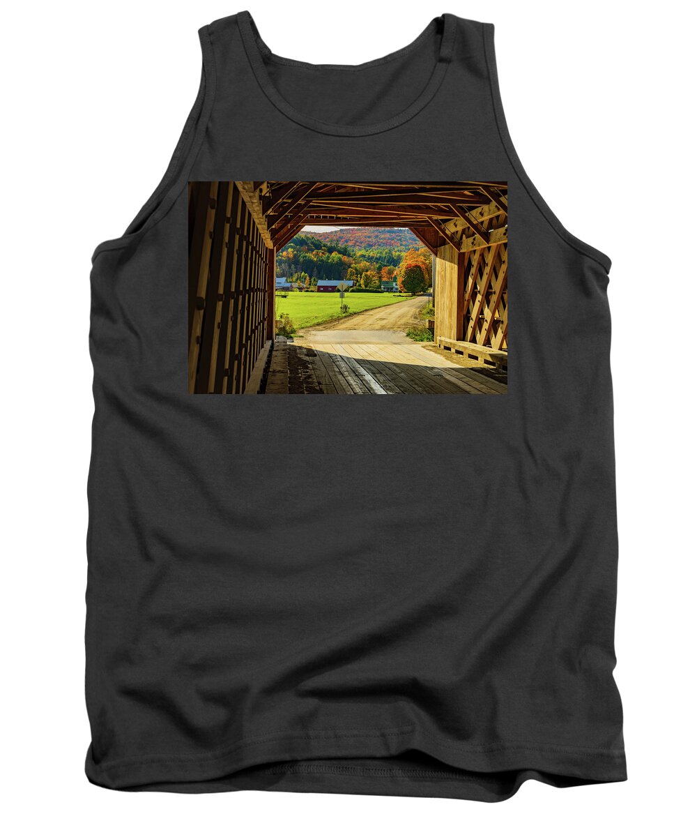 Interior Tank Top featuring the photograph View Through A Covered Bridge by Ann Moore
