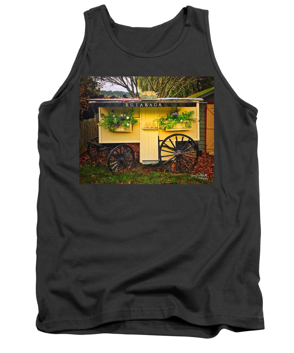 Wagon Tank Top featuring the photograph Vintage Flower and Vegetable Cart by Jerry Abbott