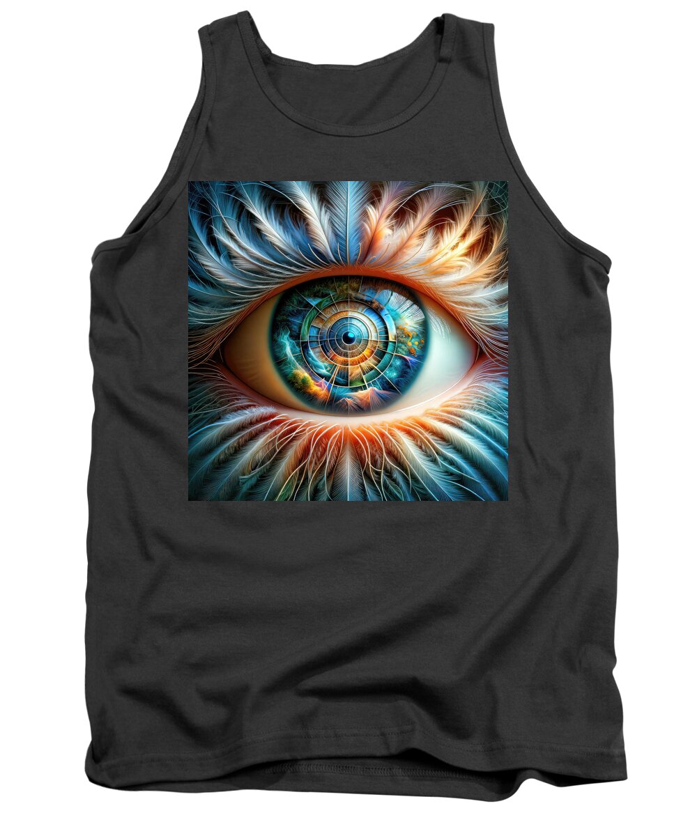 Surreal Eye Tank Top featuring the digital art Visions of the Void by Bill And Linda Tiepelman