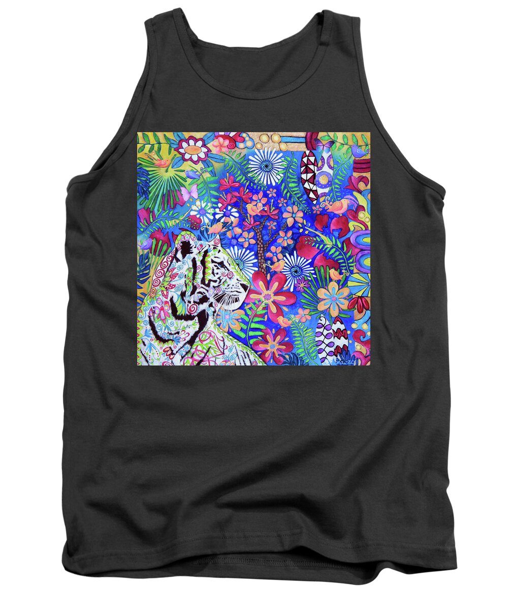 Tiger Tank Top featuring the painting Vividry by Winona's Sunshyne