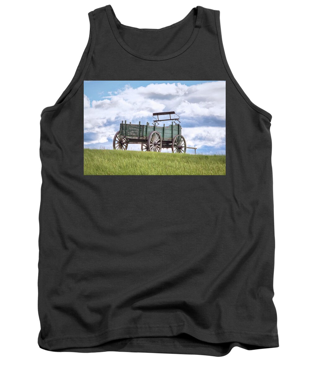 Wagon On A Hill Tank Top featuring the photograph Wagon on a Hill by Eric Gendron