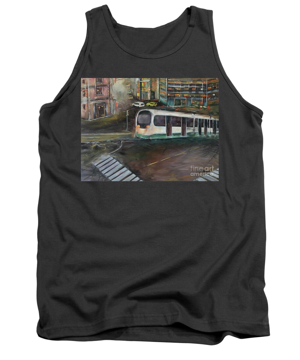 Oil Painting Tank Top featuring the painting Wake city by Maria Karlosak