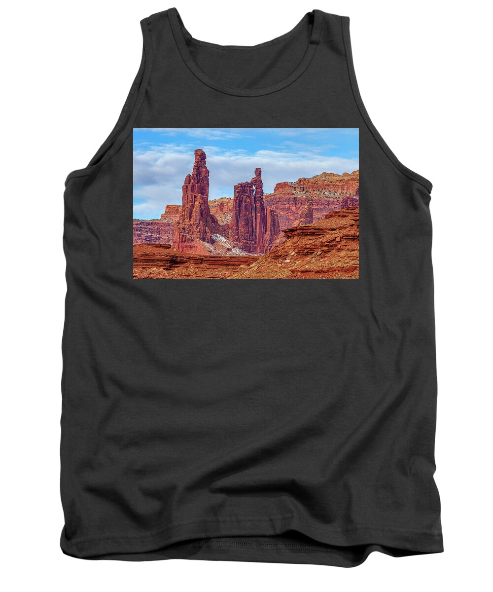 Rock Tank Top featuring the photograph Washer Woman on White Rim Road by Kenneth Everett