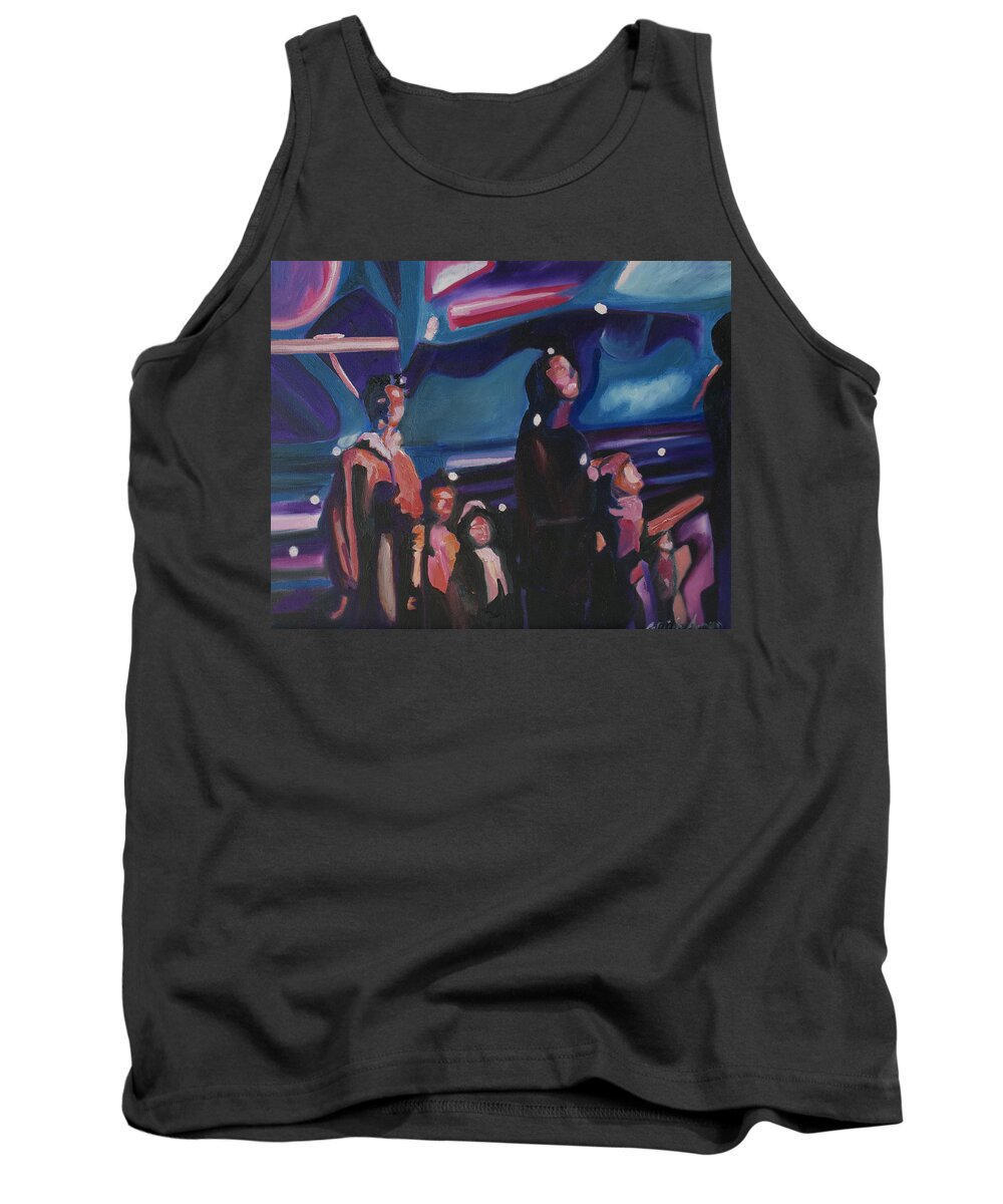 Night Scenes Tank Top featuring the painting Watching Alex Grey II by Patricia Arroyo