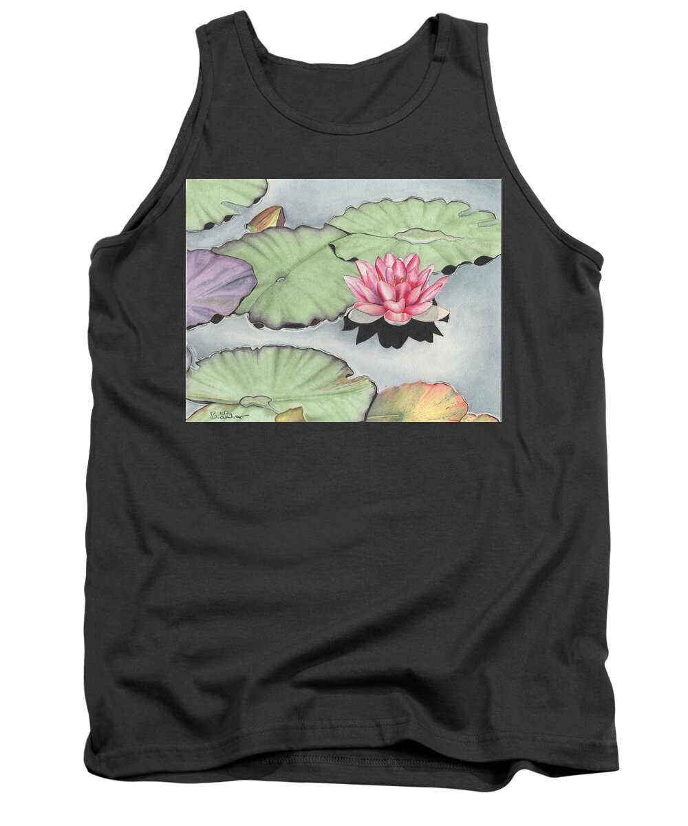 Water Lily Tank Top featuring the painting Water Lily by Bob Labno
